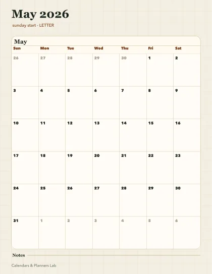 May 2026 Canada calendar printable printable preview