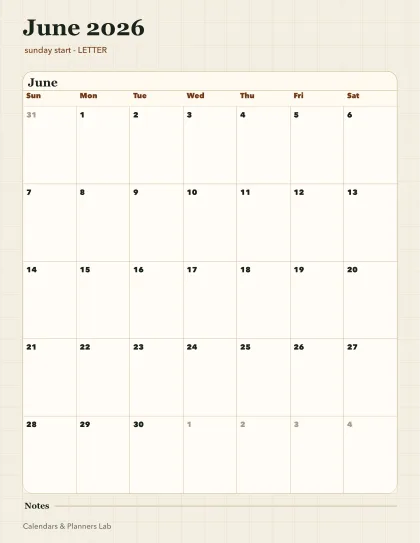 June 2026 Canada calendar printable printable preview
