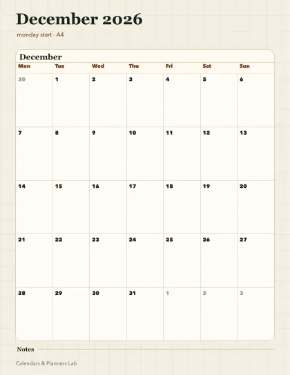 December 2026 United Kingdom calendar printable printable preview