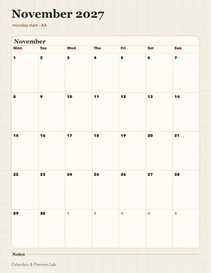 November 2027 United Kingdom calendar printable printable preview
