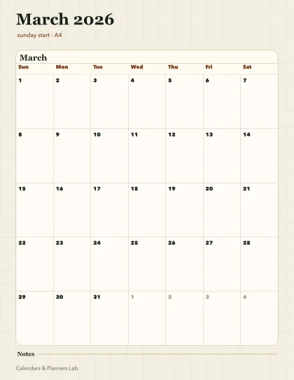 March 2026 Singapore calendar printable printable preview