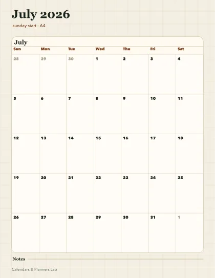 July 2026 Singapore calendar printable printable preview