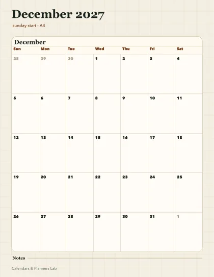 December 2027 Singapore calendar printable printable preview