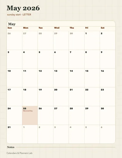 May 2026 calendar printable printable preview