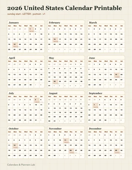 2026 calendar printable printable preview