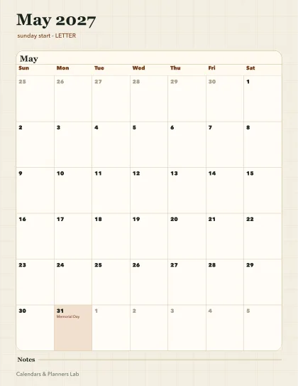 May 2027 calendar printable printable preview