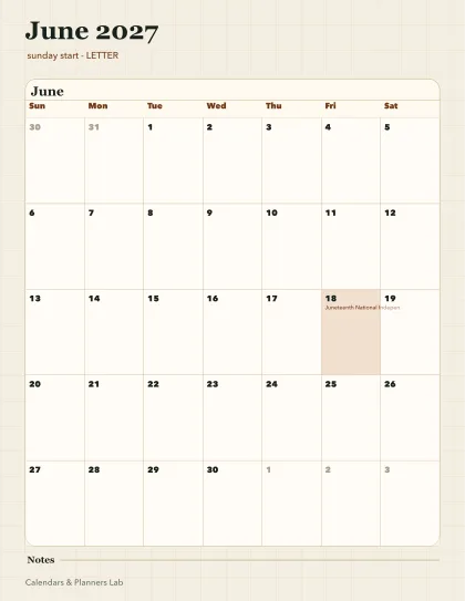 June 2027 calendar printable printable preview