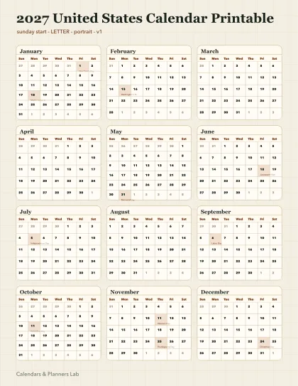 2027 calendar printable printable preview