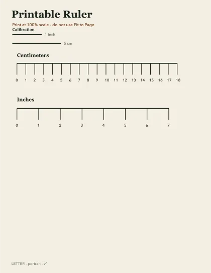 Printable ruler actual size printable preview