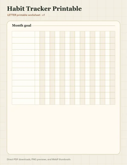 Habit tracker printable printable preview