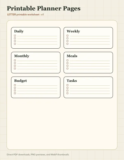 Planner pages for practical weeks printable preview